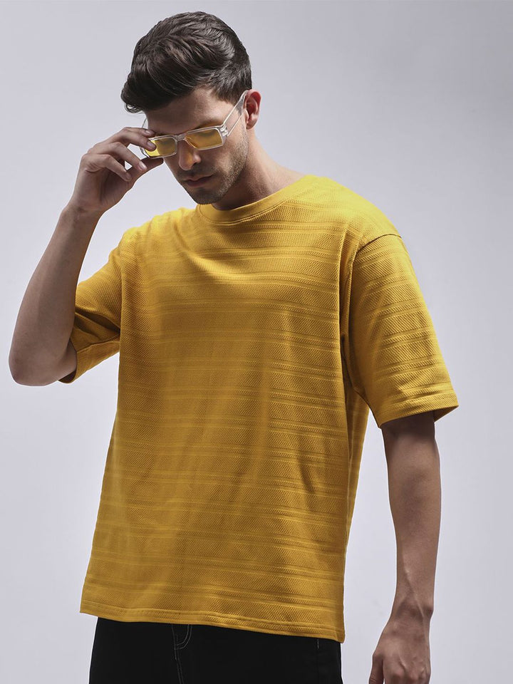DILLINGER Men Round Neck Solid Oversized Pure Cotton T-shirt