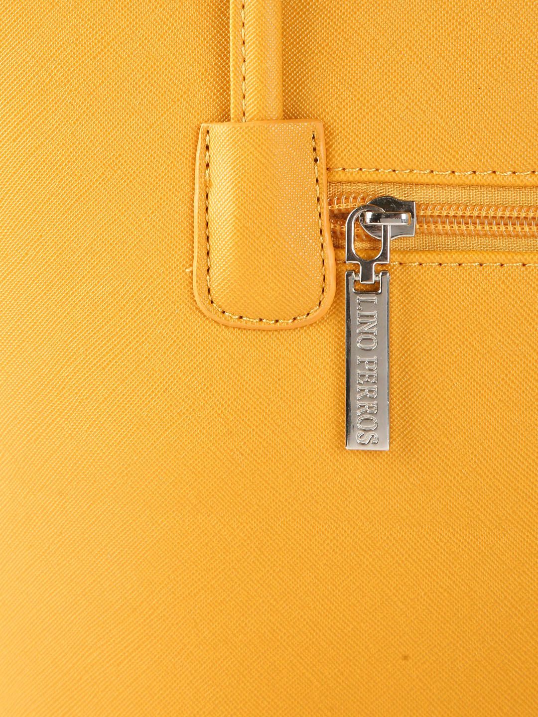 Lino Perros Mustard Yellow Solid Laptop Bag