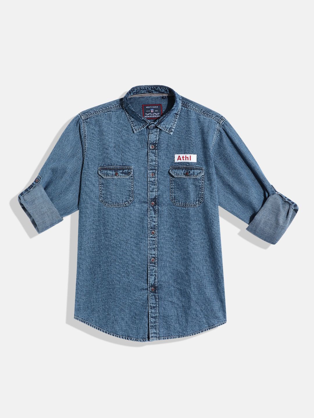 Monte Carlo Boys Solid Chambray Smart Fit Shirt
