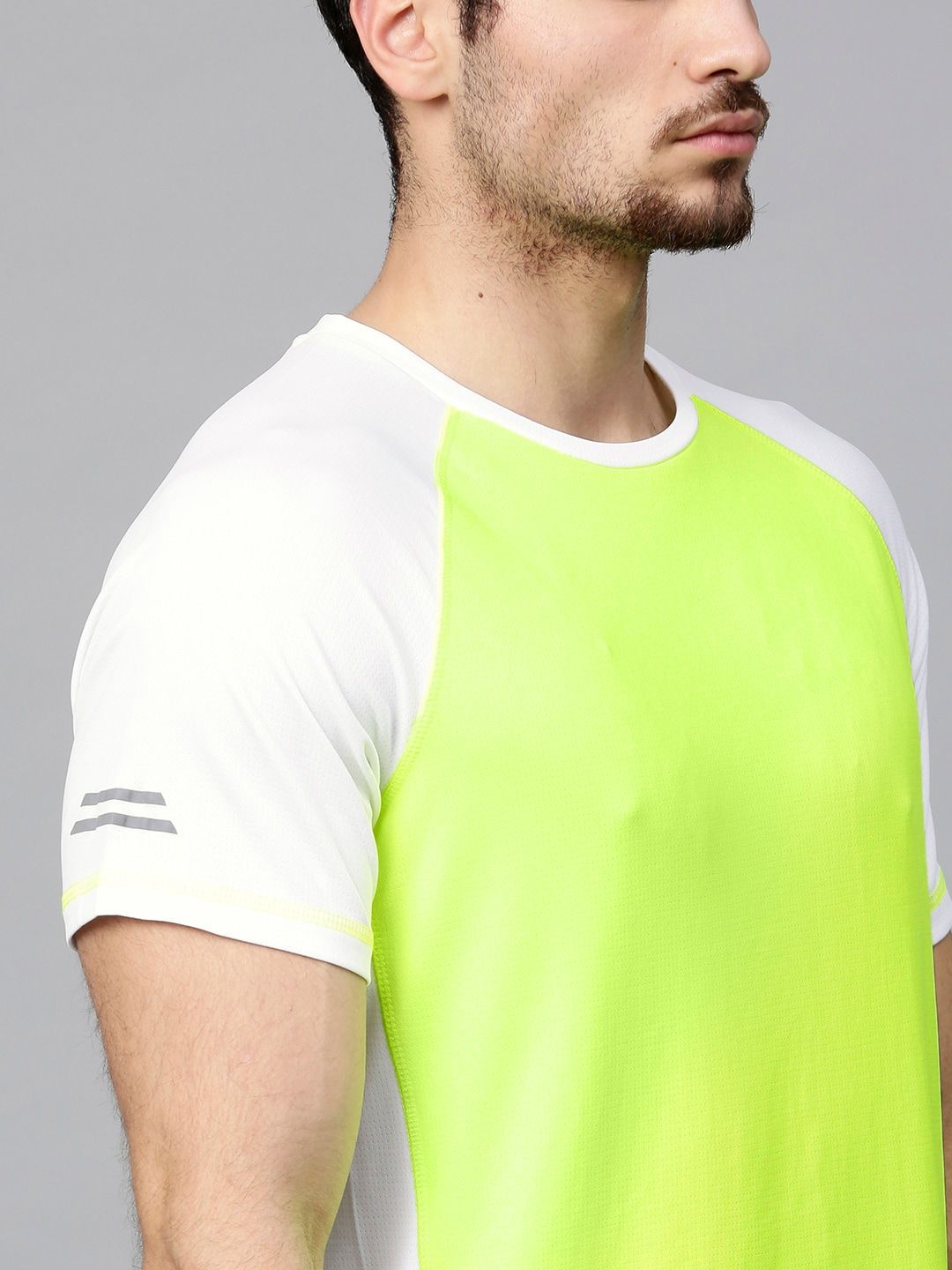 HRX by Hrithik Roshan Men Fluorescent Green Running T-shirt With Raglan Sleeves