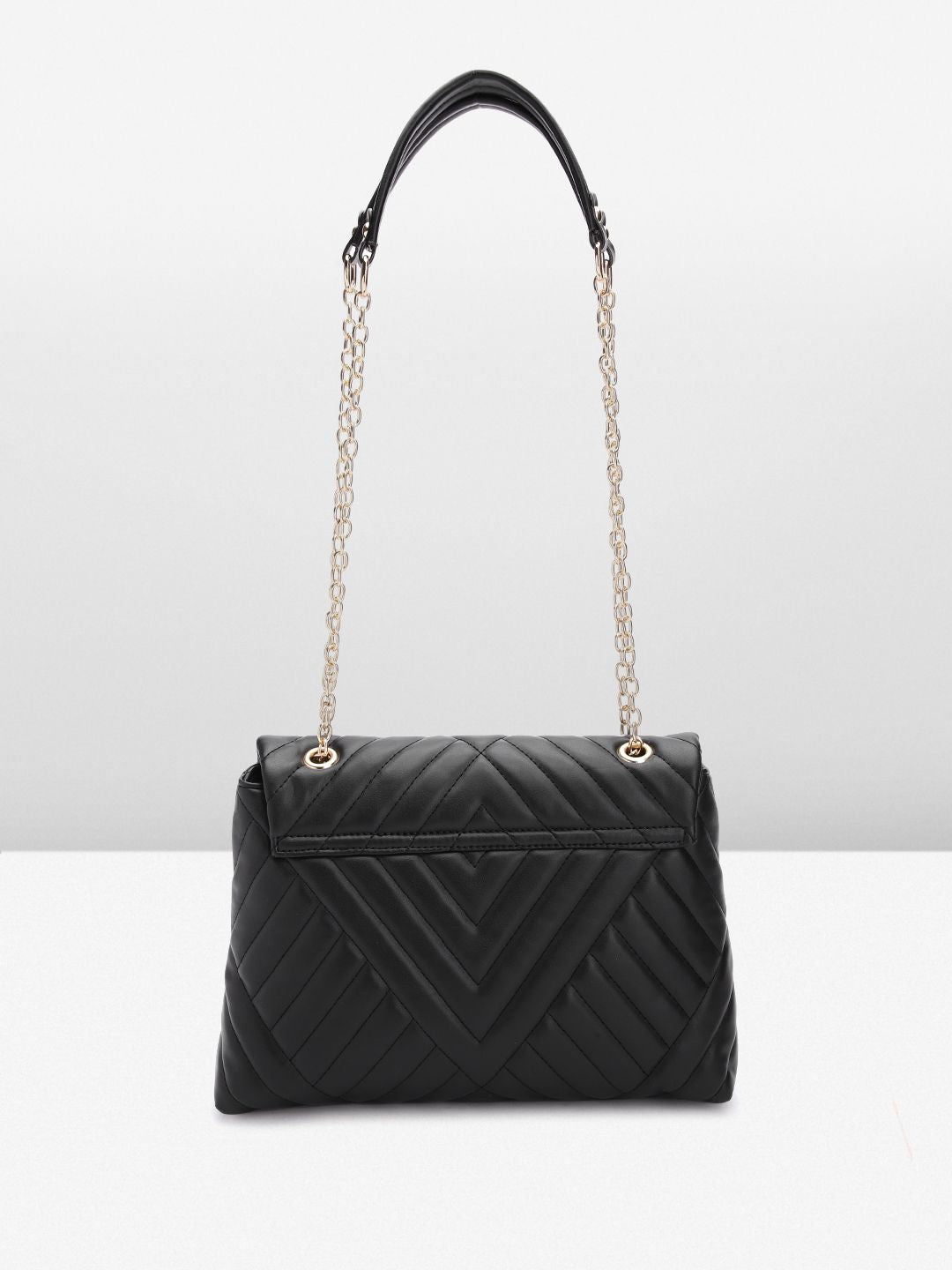 Lino Perros Women Striped Structured Satchel Bag with Quilted Detail
