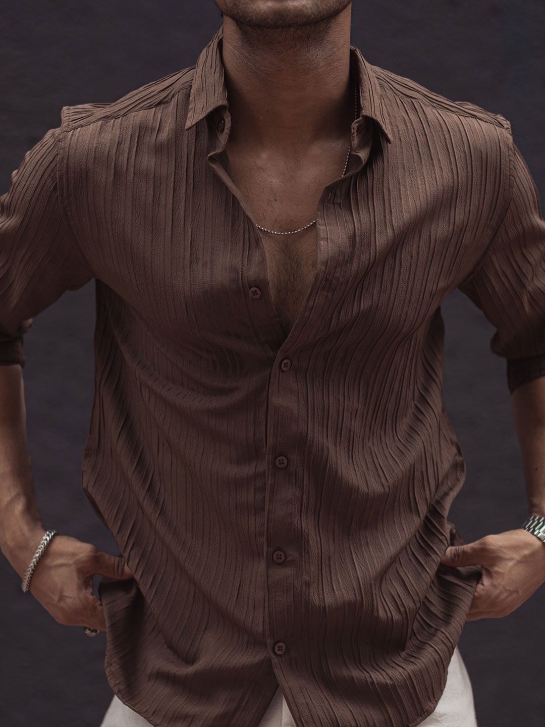 Powerlook India Slim Striped Spread Collar Shirt