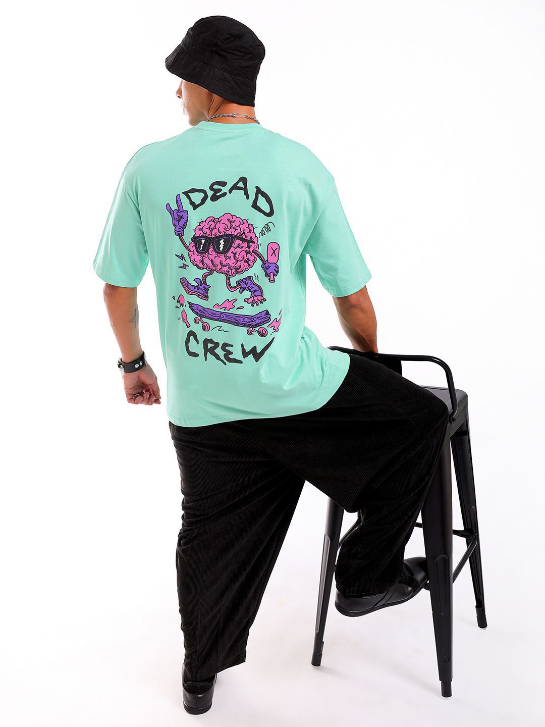 The Indian Garage Co Men Back Printed Round Neck Boxy Oversized T-shirt