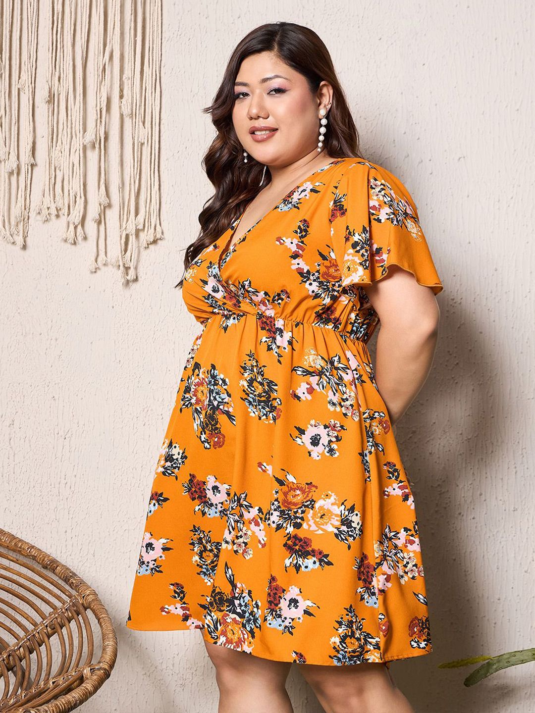 Berrylush Curve Floral Print Fit & Flare Dress