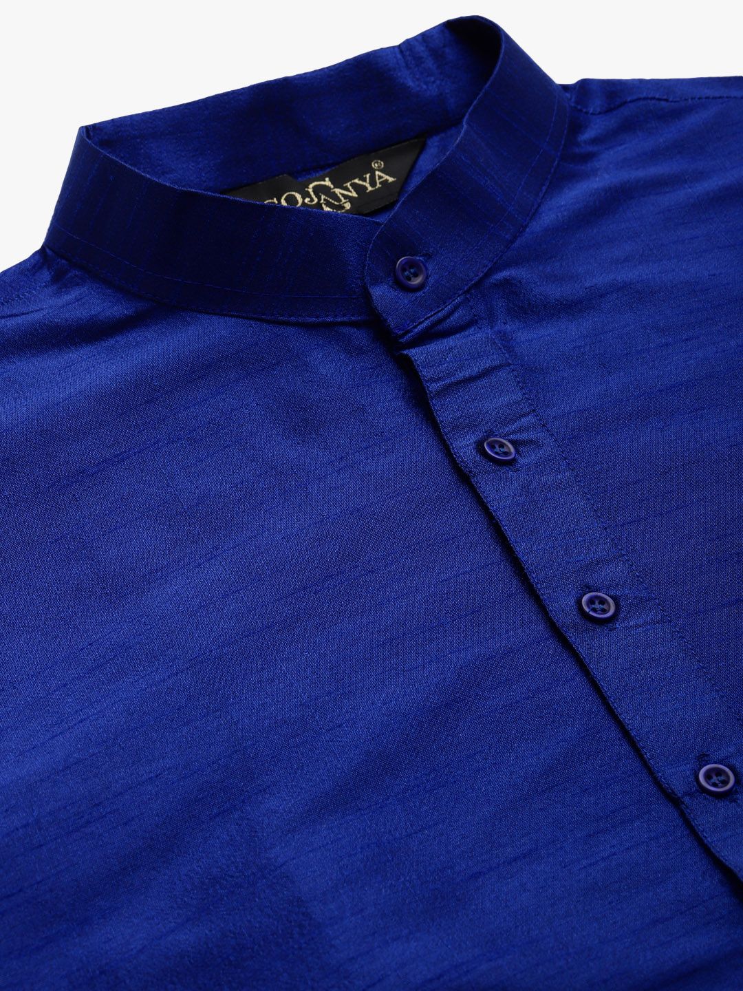 SOJANYA Men Blue Solid Kurta with Churidar & Jacket
