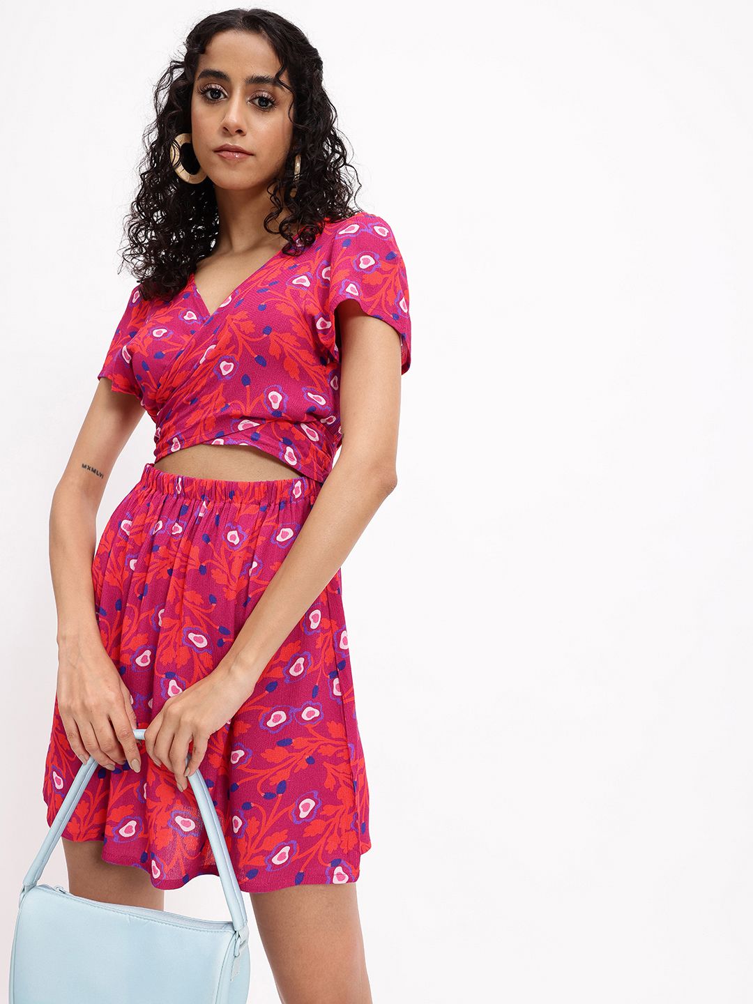 DressBerry Getaway Ready Printed Cut Out Detail A-Line Mini Dress