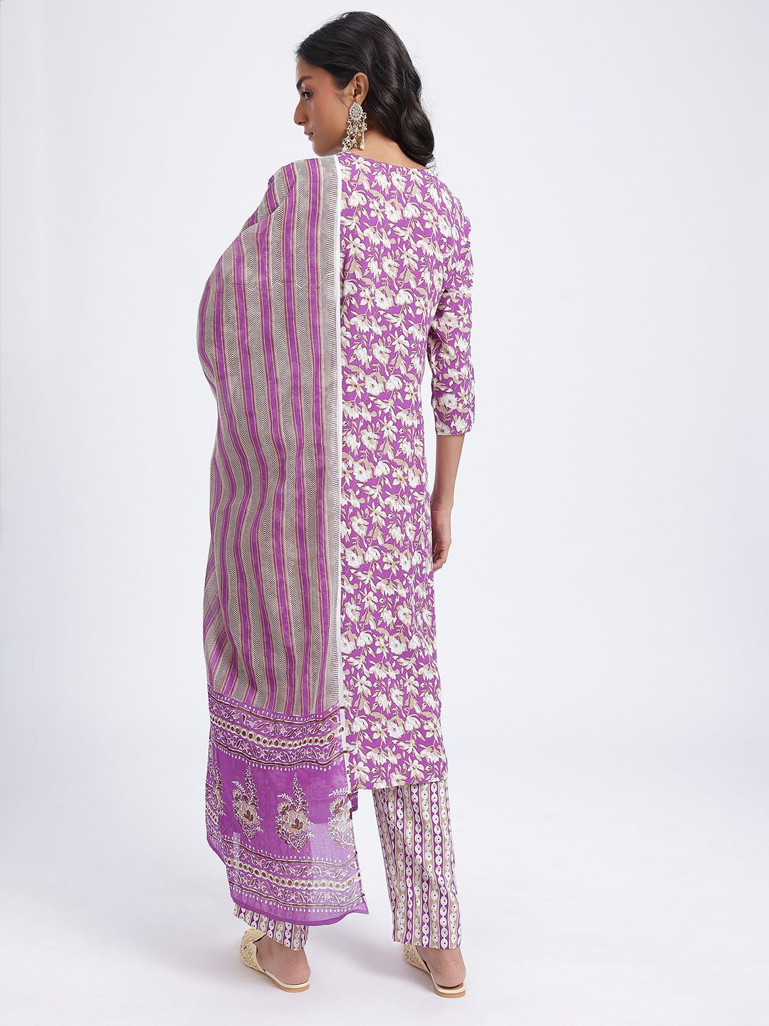 Anouk Women Indie Floral Printed Kurta with Trousers & Dupatta