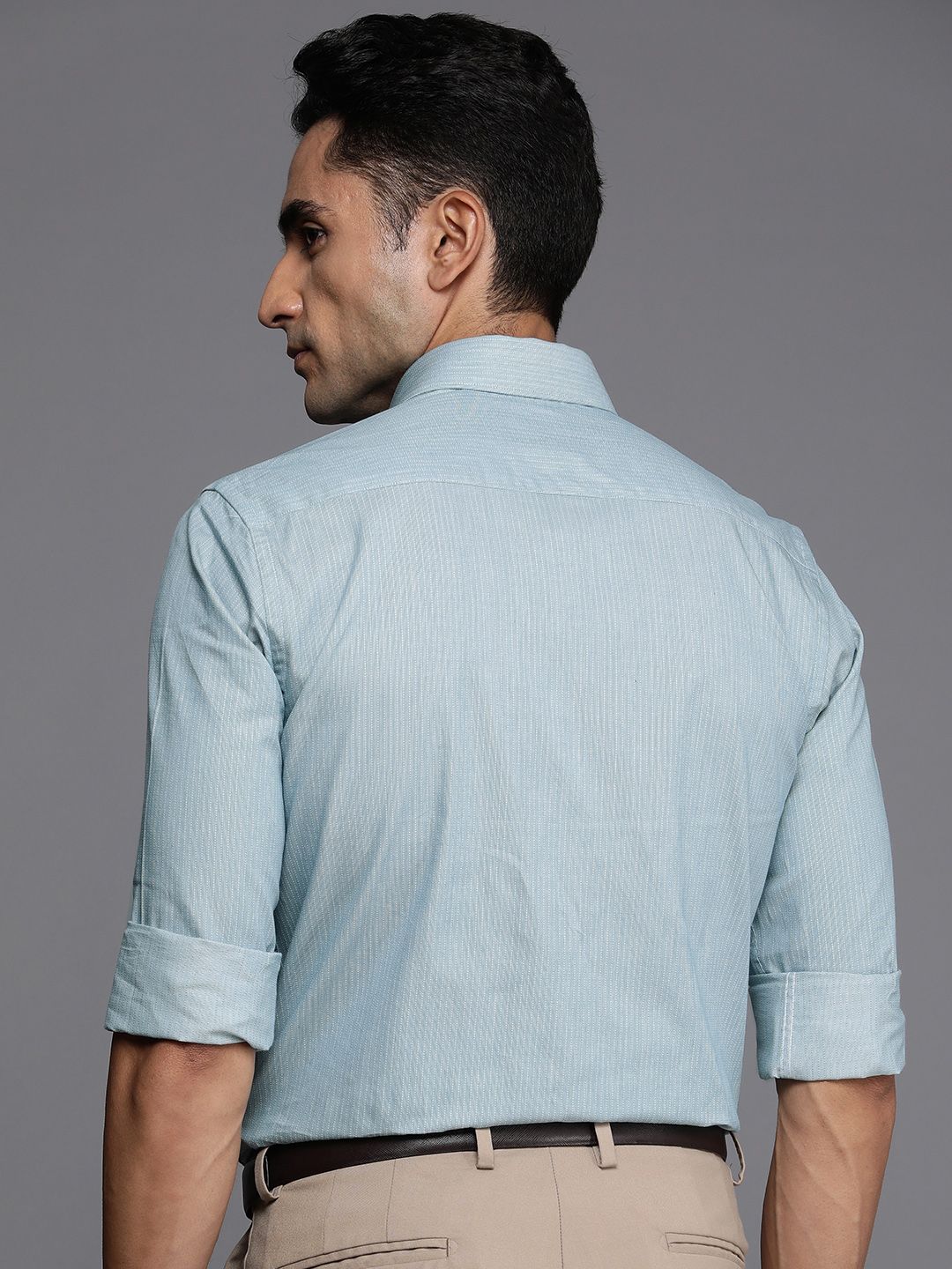 Raymond Pure Cotton Self Design Slim Fit Textured Formal Shirt