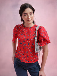 DressBerry Floral Print Tulip Sleeve Top