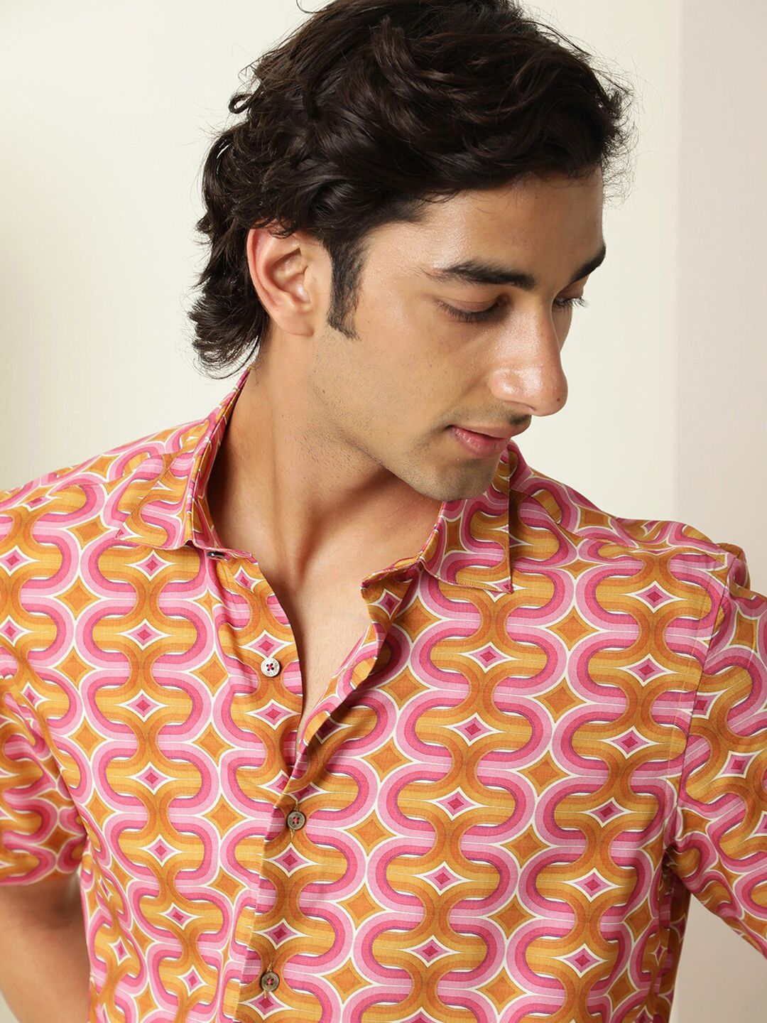 RARE RABBIT Rebeus Slim Fit Geometric Printed Shirt