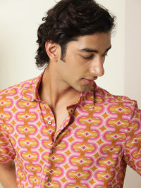 RARE RABBIT Rebeus Slim Fit Geometric Printed Shirt