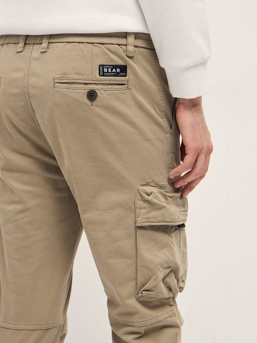 THE BEAR HOUSE Men Cotton Solid Regular Fit Cargo