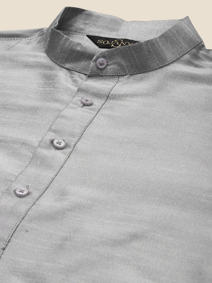 SOJANYA Mandarin Collar Regular Kurta With Churidar & Nehru Jacket