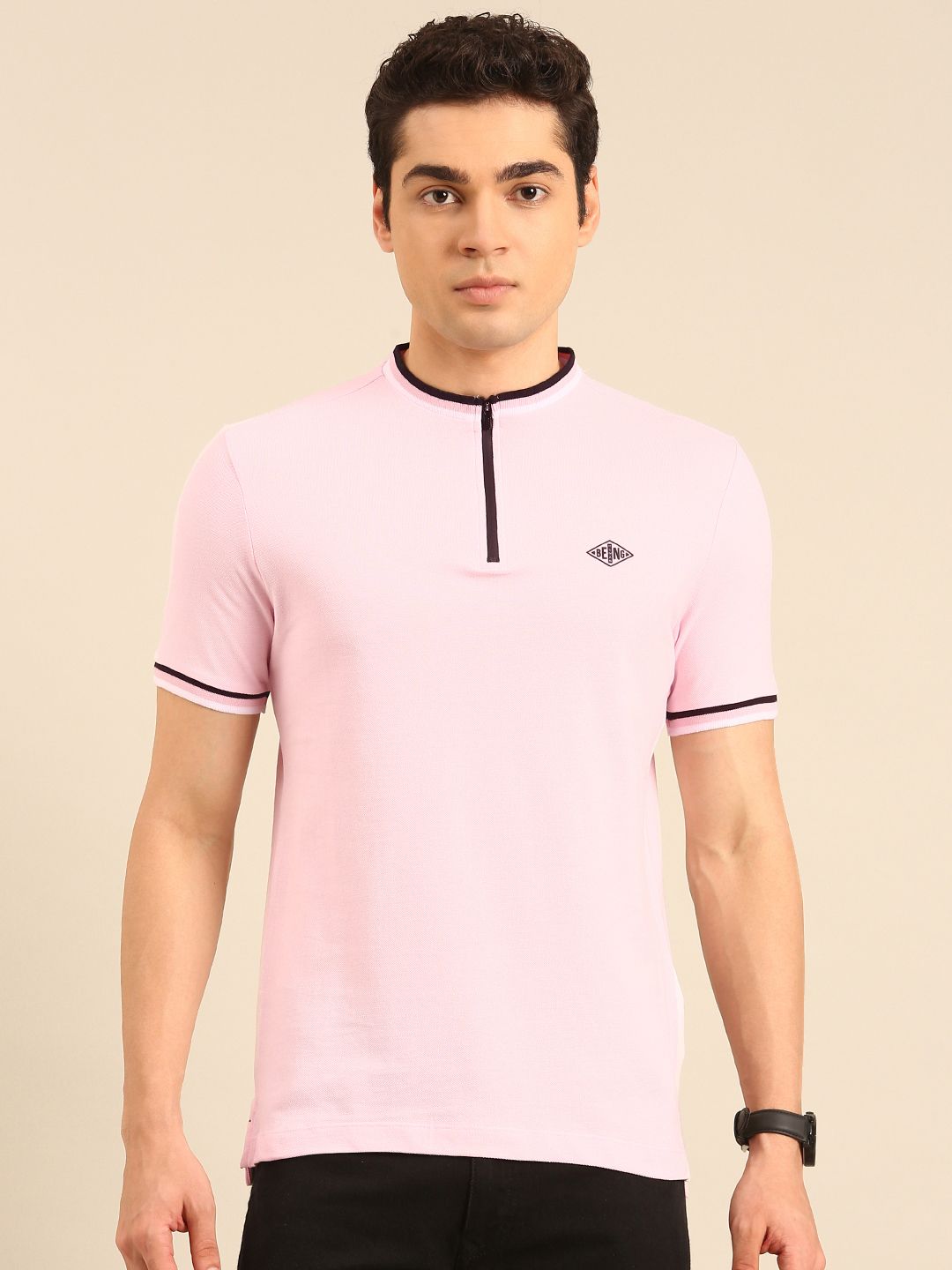 Being Human Mock Collar Pure Cotton T-shirt