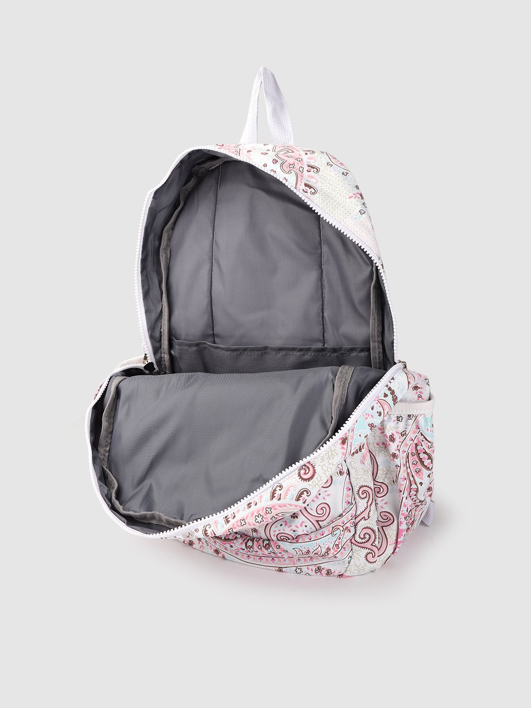 Lino Perros Women White & Pink Paisley Print 13 Inch Laptop Backpack