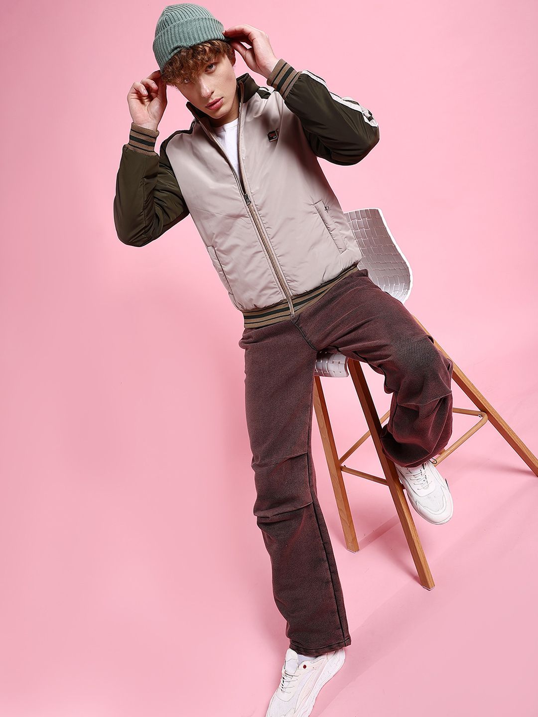 The Indian Garage Co Men Camel Brown Colourblocked Longline Outdoor Sporty Jacket