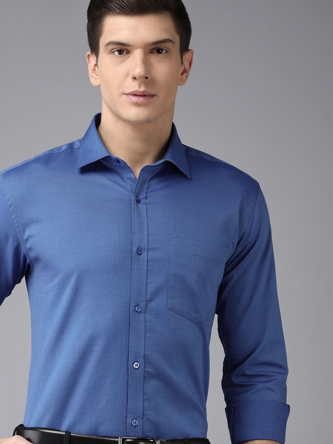 Park Avenue Men Blue Textured Slim Fit Formal Shirt