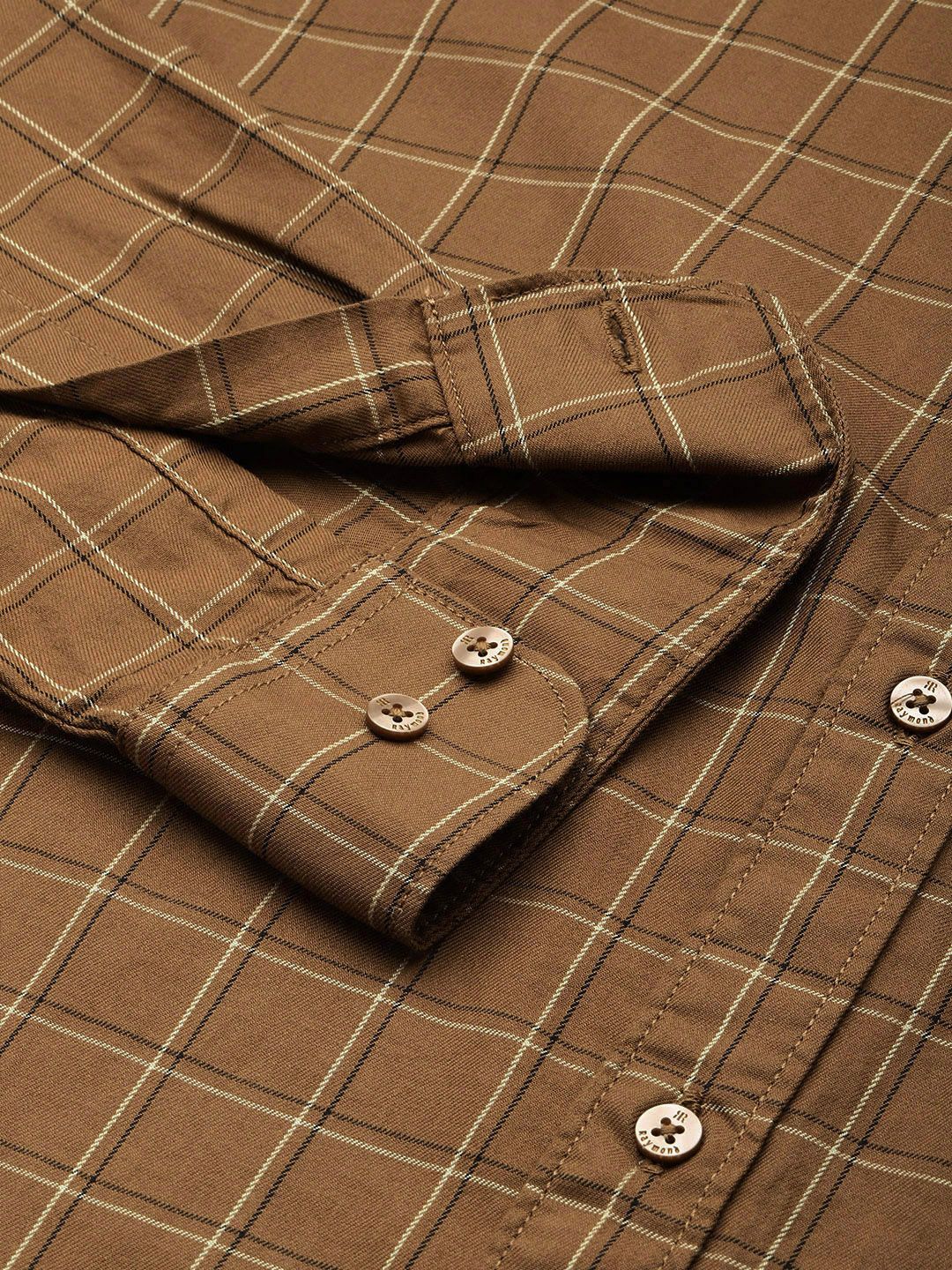 Raymond Pure Cotton Slim Fit Checked Casual Shirt