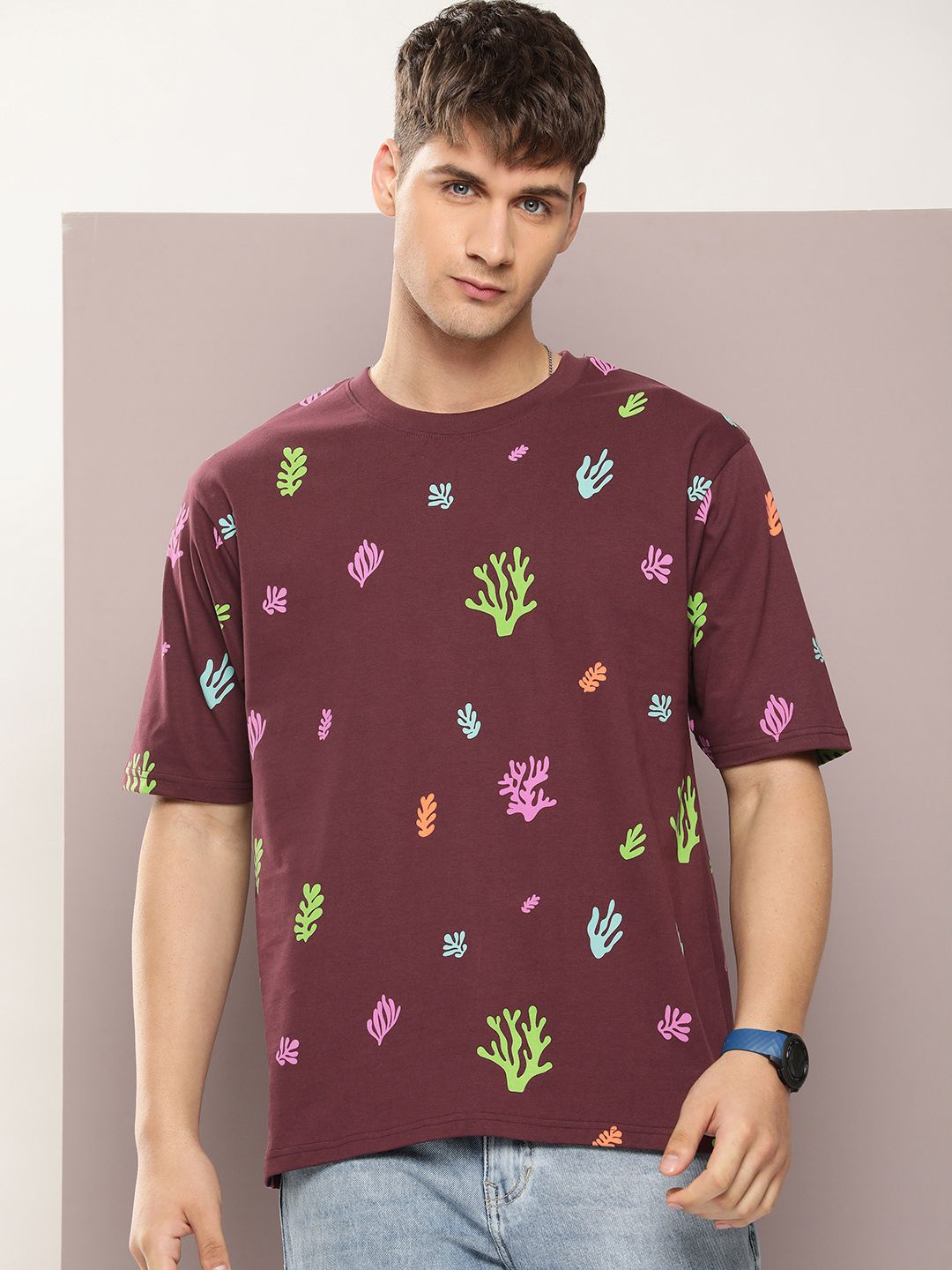 DILLINGER Men Graphic Printed Oversized Pure Cotton T-shirt