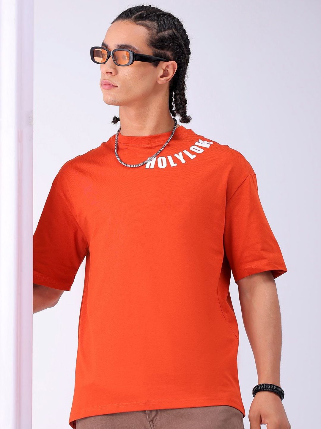 The Indian Garage Co Men Back Printed Boxy Oversized Round Neck T-shirt