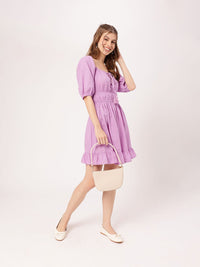 Feminini Lavender Luxe Cinched & Stunning A-Line Mini Dress