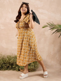 Berrylush Curve Floral Print Off-Shoulder A-Line Midi Dress