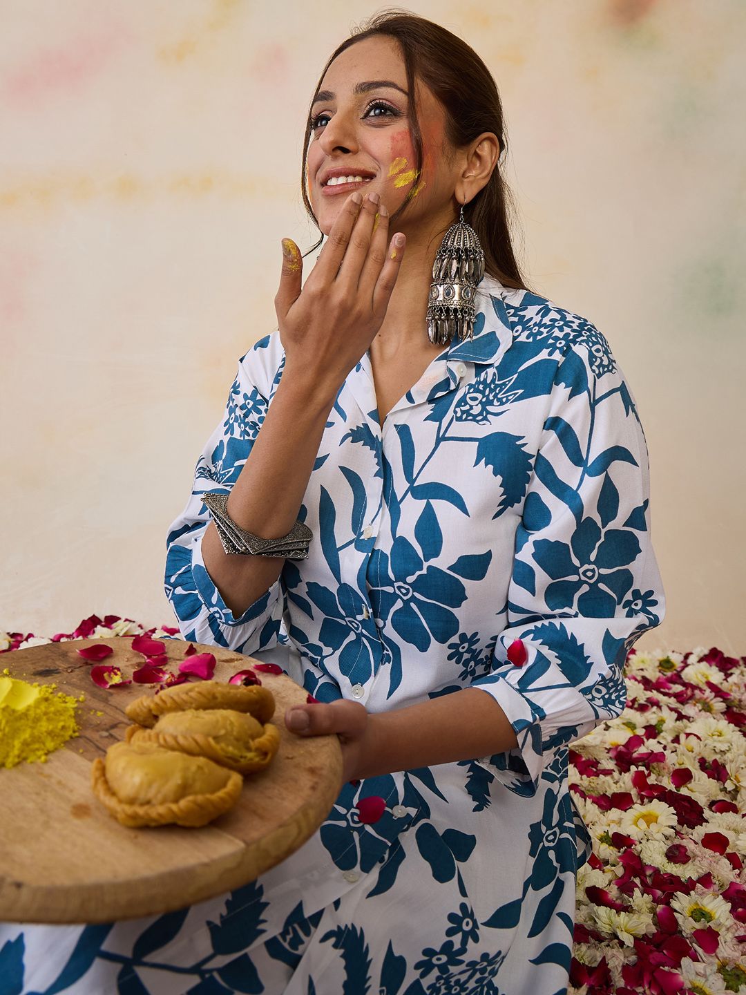 Indo Era Women Floral Printed Regular Kurta with Trousers