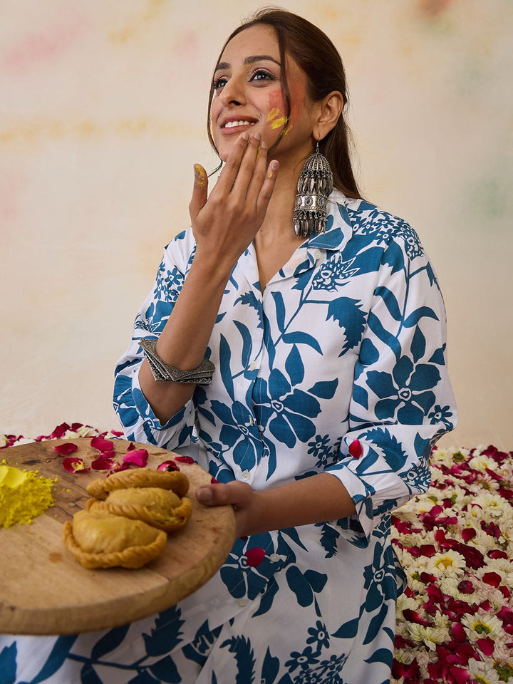 Indo Era Women Floral Printed Regular Kurta with Trousers