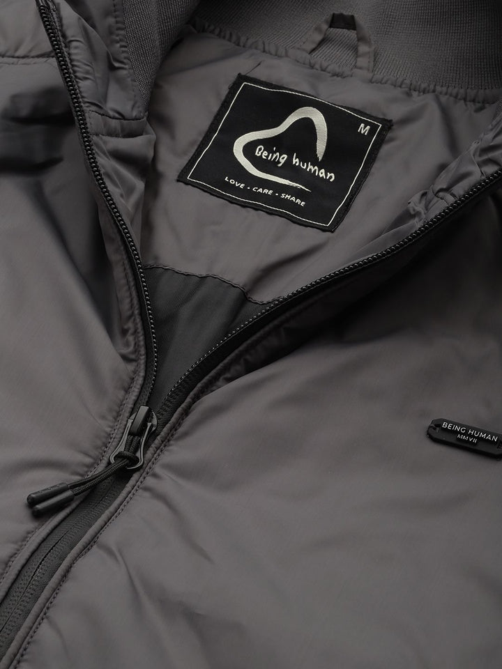 Being Human Padded Jacket with Ribbed Cuffs & Hem