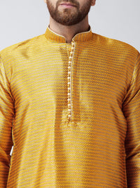 SOJANYA Men Mustard Woven Design Straight Kurta