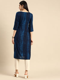 Anouk Abstract Printed Indigo Straight Kurta