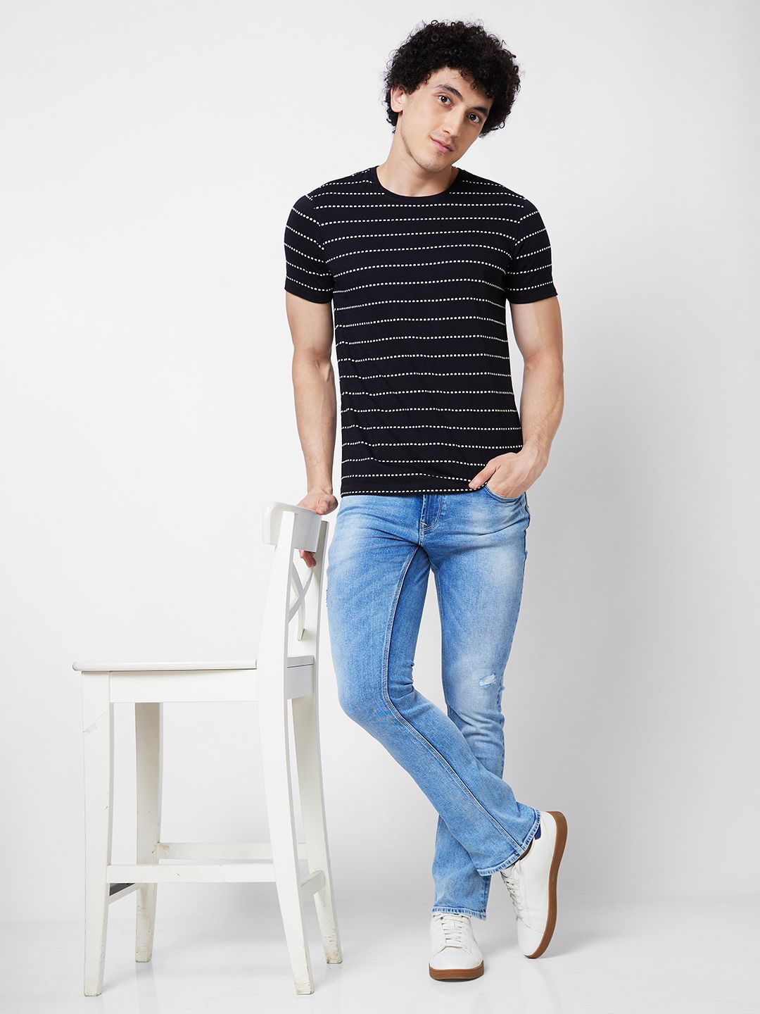 SPYKAR Striped Round Neck Slim Fit T-shirt