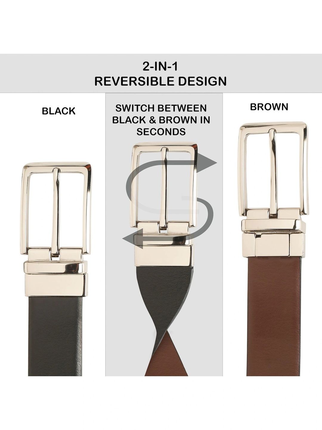 Teakwood Leathers Men Leather Reversible Formal Belt