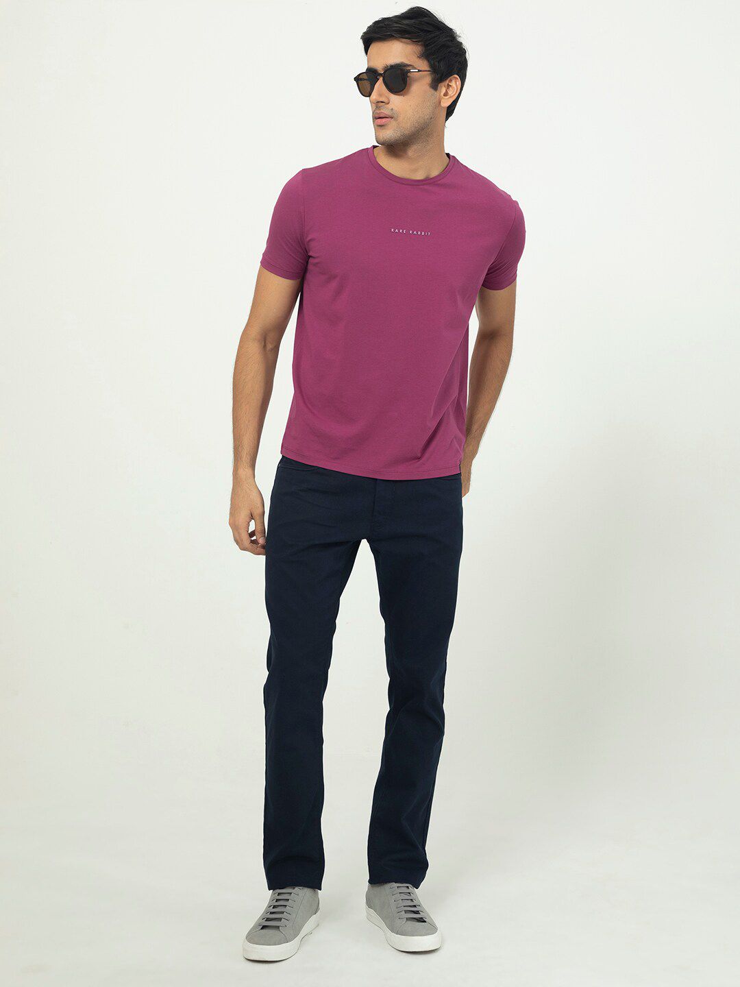 RARE RABBIT Men Rings-4 Slim Fit Solid Polo Collar T-Shirt