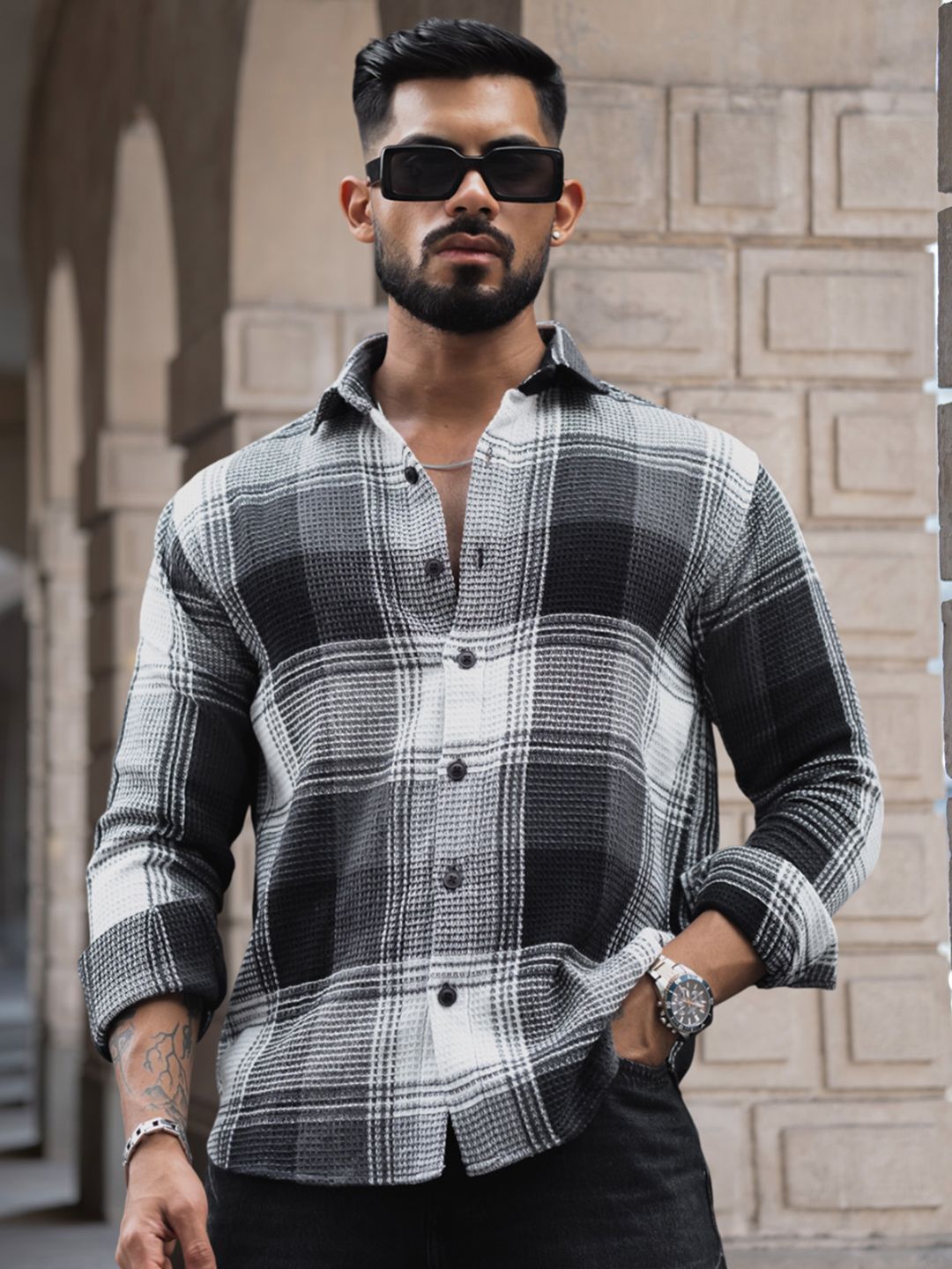 Powerlook Men Tartan Checks Opaque Checked Casual Shirt