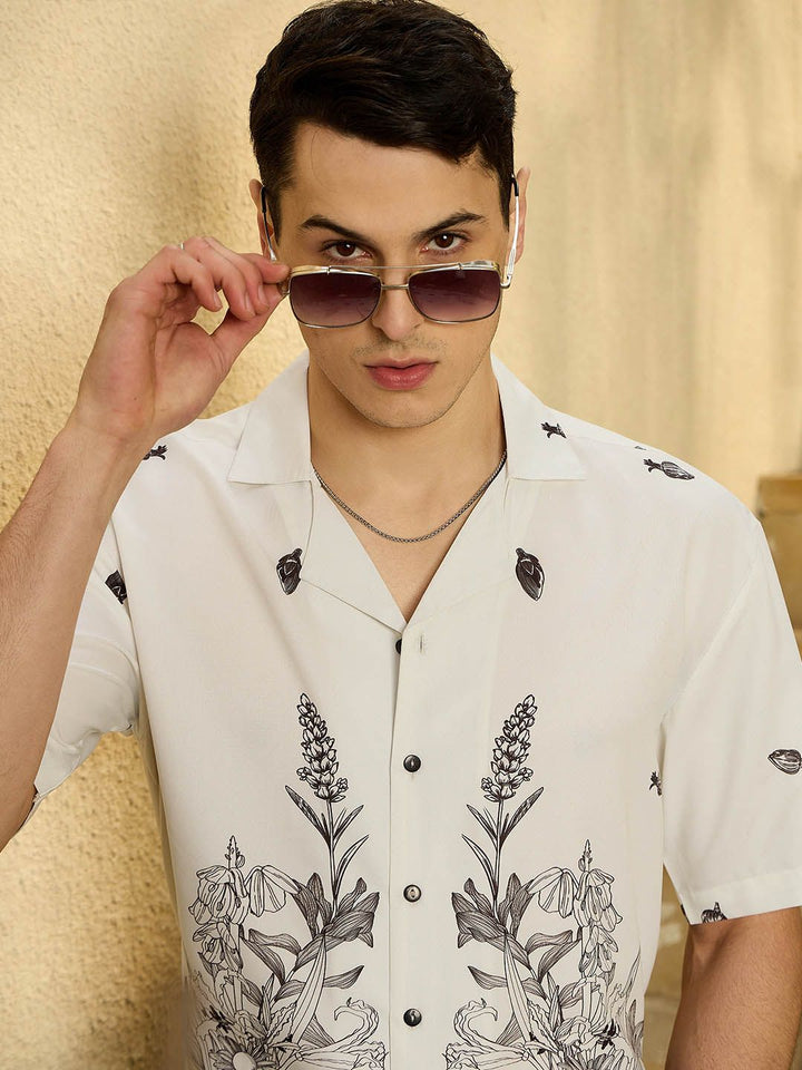 DENNISON Men Placement Printed Drop Shoulder Oversized Shirt