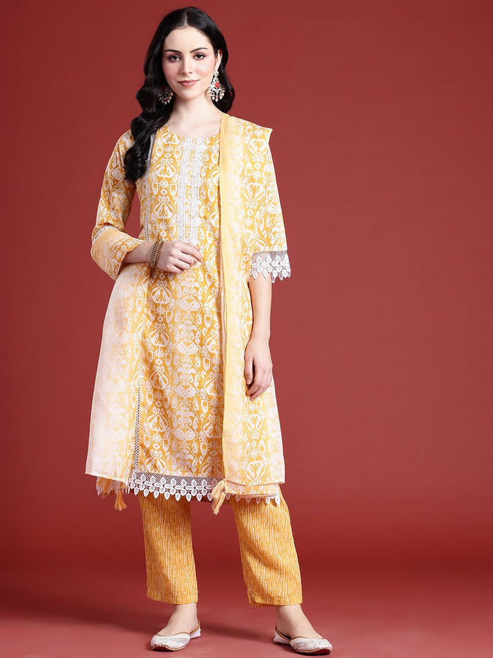 Anouk Ethnic Motifs Printed Regular Kurta With Trousers & Dupatta