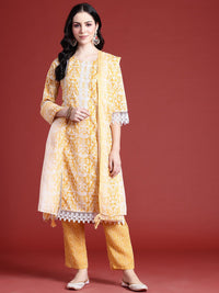 Anouk Ethnic Motifs Printed Regular Kurta With Trousers & Dupatta