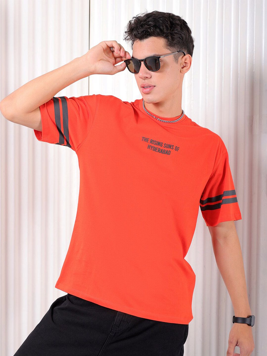 The Indian Garage Co Typography Printed Pure Cotton Boxy T-shirt