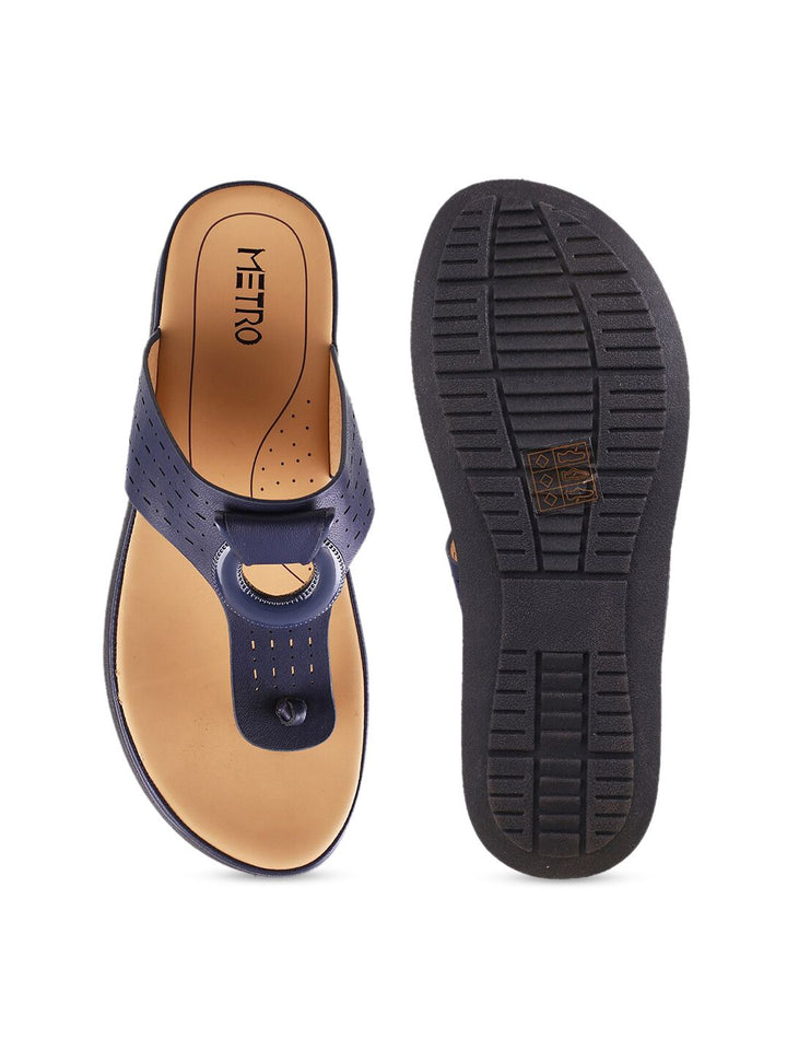 Metro Women Blue Solid Comfort Flats