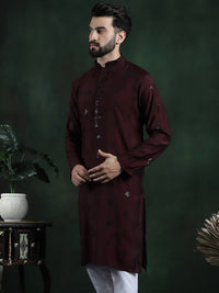 SOJANYA Ethnic Motifs Embroidered Mandarin Collar Sequinned Straight Kurta