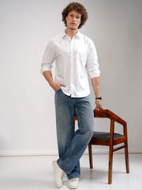HIGHLANDER Men White Slim Fit Casual Shirt