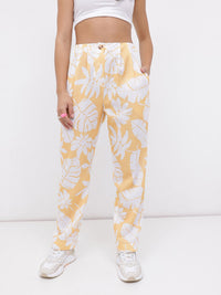 DressBerry Women Sunny Vibe Tropical Printed Pleated Trousers