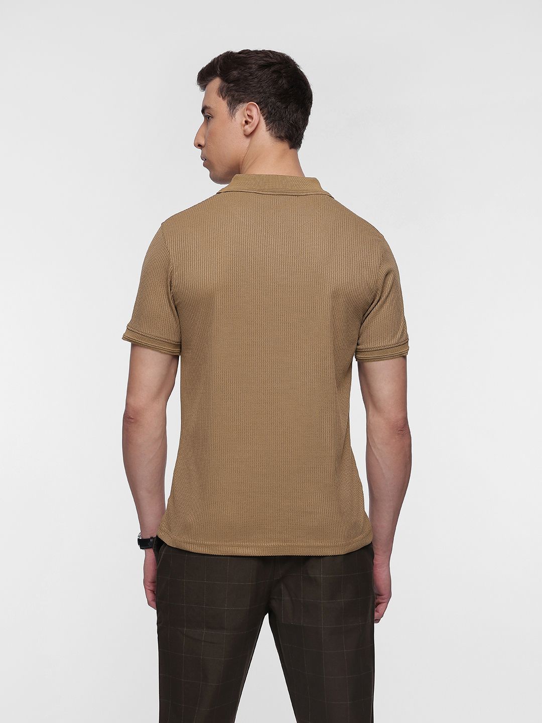 French Connection Self-Design Textured Polo Collar T-shirt