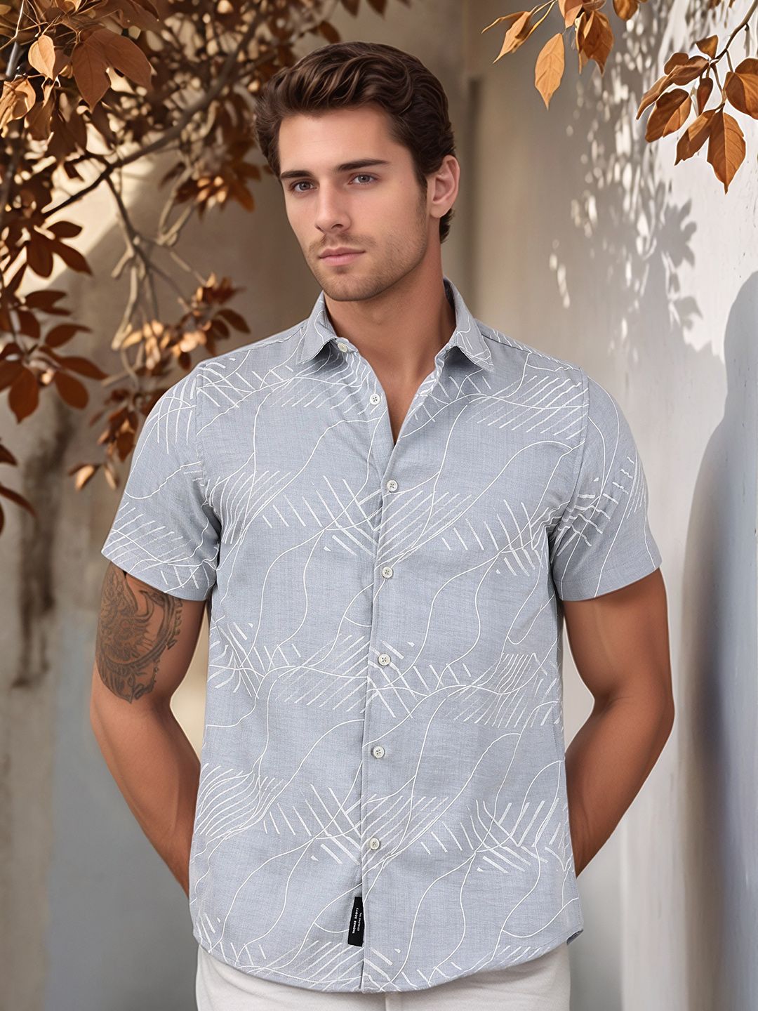 Thomas Scott Men Classic Slim Fit Opaque Printed Casual Shirt