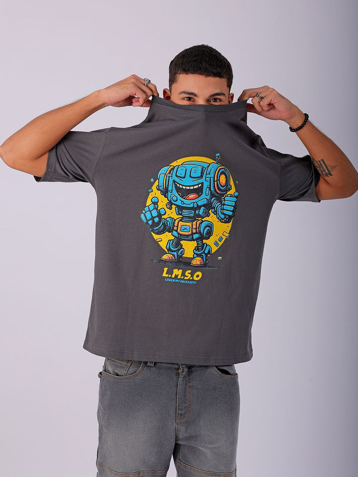 The Indian Garage Co Men Typography Printed Pure Cotton Boxy Oversized T-shirt