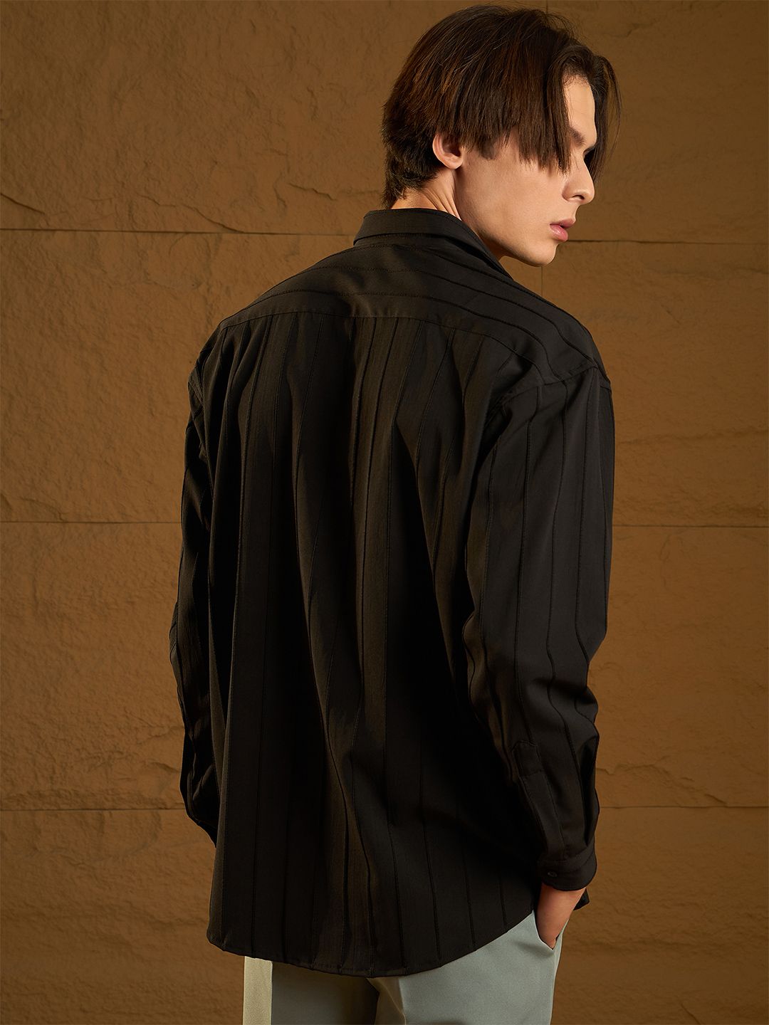 Dennison Drop Shoulder Oversized Pintuck Shirt
