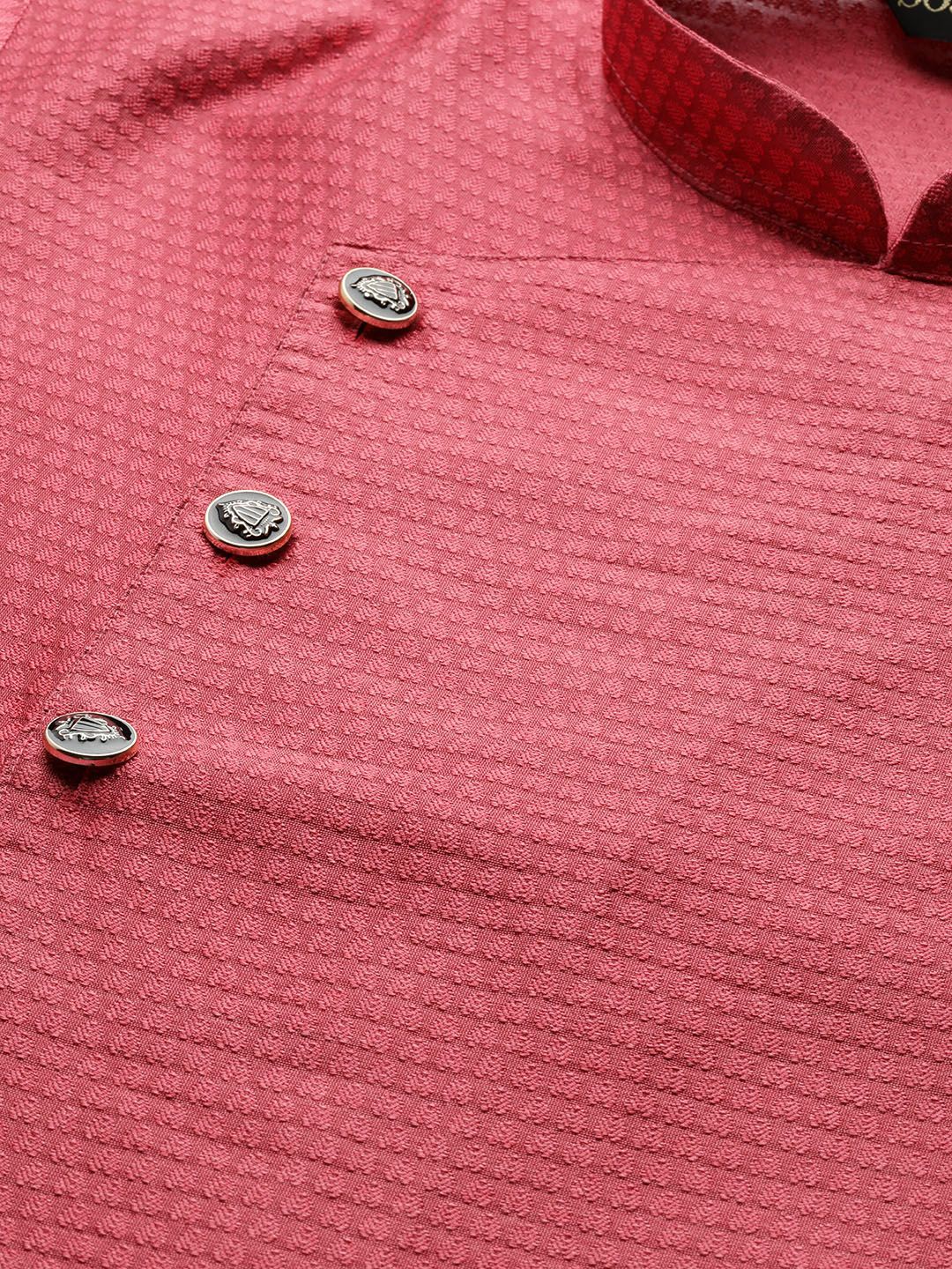 SOJANYA Men Pink Woven Design Straight Kurta