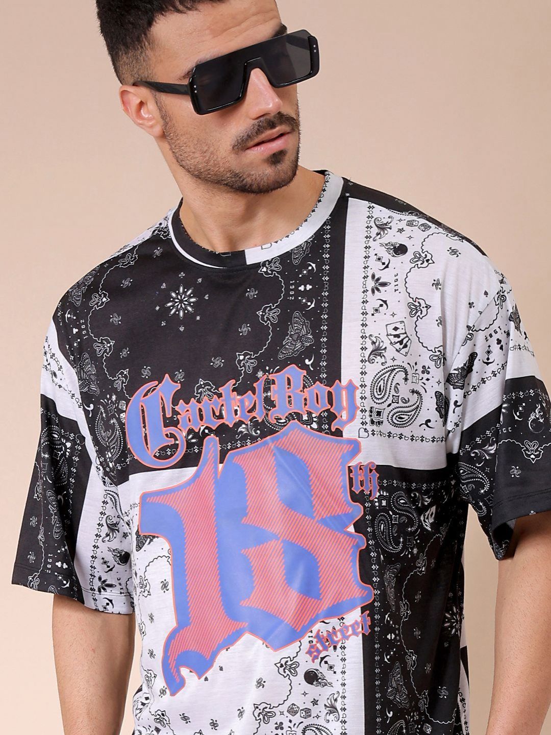 The Indian Garage Co Men Graphic Printed Round Neck Oversized T-shirt