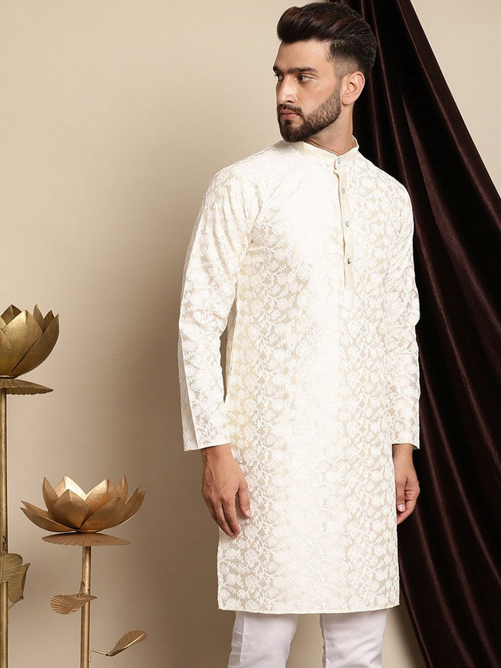 Kerja Benang Sulam Bunga Anouk Kurta Kolar Mandarin